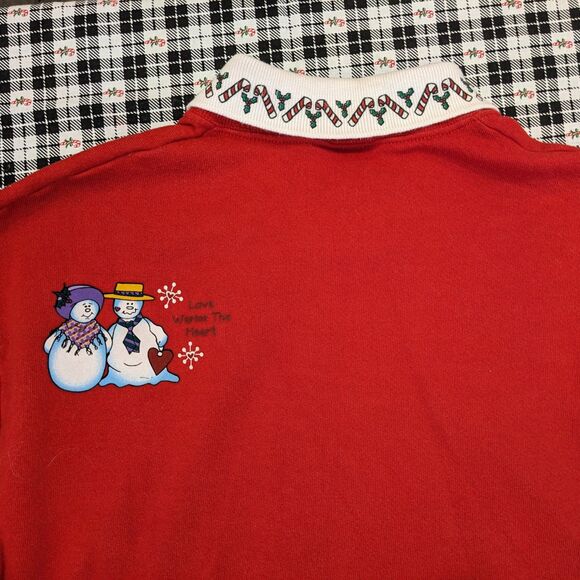 Vintage Women's Christmas Shirt Collared Sweatshirt Sz M All My Friends Snowmen - Picture 4 of 5